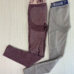 Lot of 2 Gymshark Leggings Women M Seamless Tight Preppy Purple Gray Gym Active